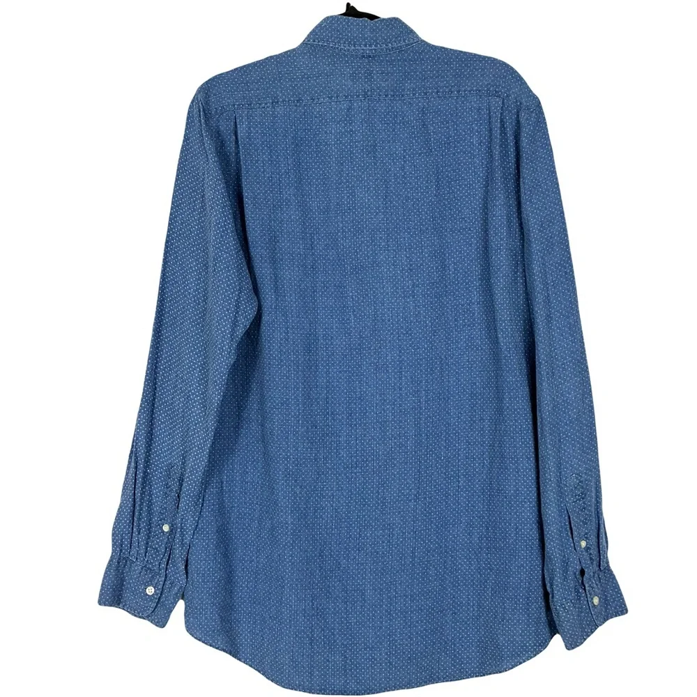 Polo Ralph Lauren Blue Dot Patterned Linen Button Shirt Men’s XL Long Sleeve